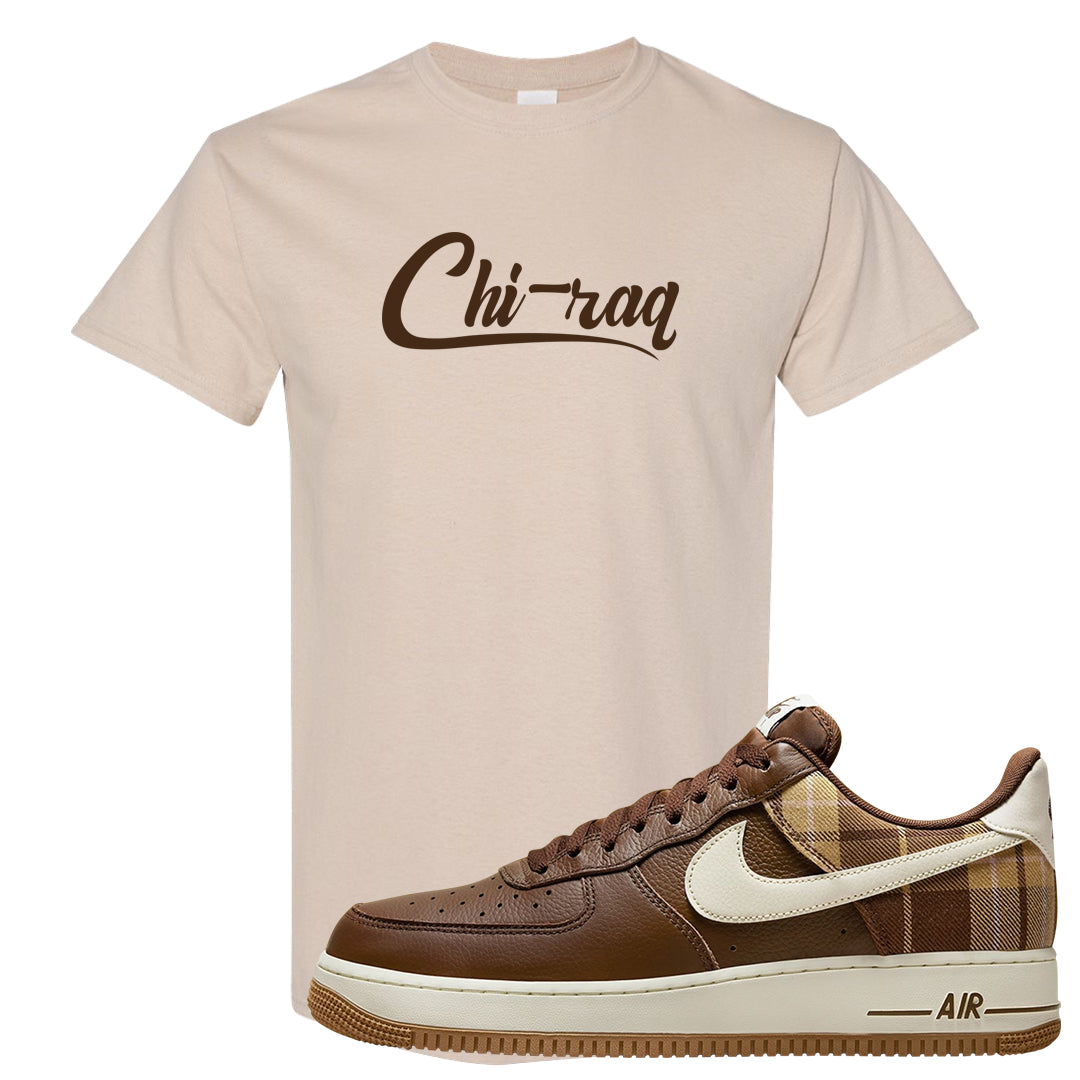 Cacao Colored Plaid AF 1s T Shirt | Chiraq, Sand