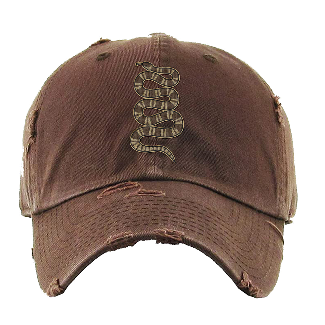 Cacao Colored Plaid AF 1s Distressed Dad Hat | Coiled Snake, Brown