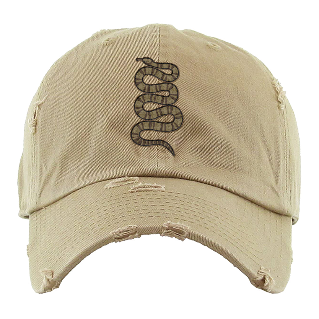 Cacao Colored Plaid AF 1s Distressed Dad Hat | Coiled Snake, Khaki