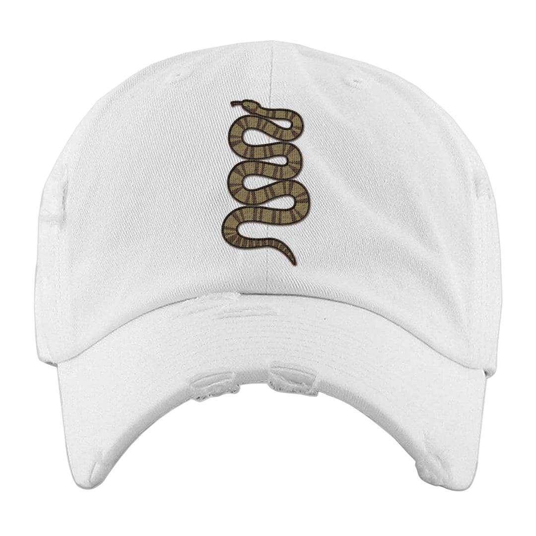 Cacao Colored Plaid AF 1s Distressed Dad Hat | Coiled Snake, White