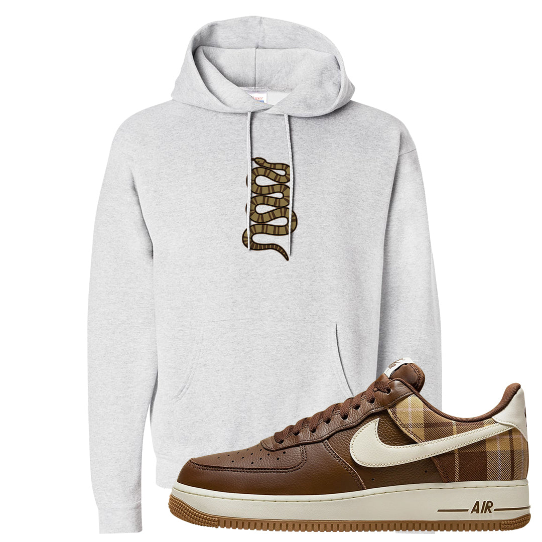 Cacao Colored Plaid AF 1s Hoodie | Coiled Snake, Ash
