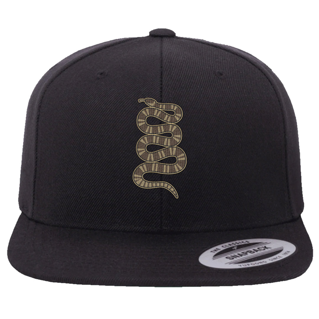 Cacao Colored Plaid AF 1s Snapback Hat | Coiled Snake, Black