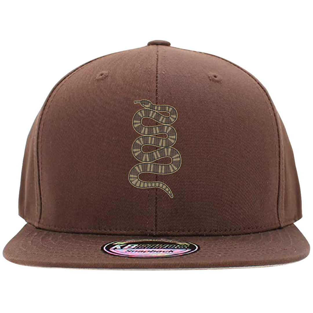 Cacao Colored Plaid AF 1s Snapback Hat | Coiled Snake, Brown