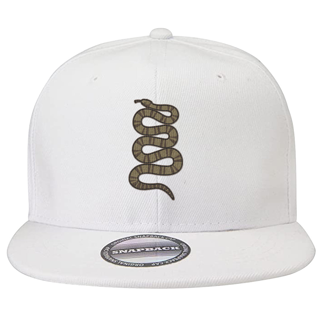 Cacao Colored Plaid AF 1s Snapback Hat | Coiled Snake, White