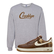 Cacao Colored Plaid AF 1s Crewneck Sweatshirt | Crooklyn, Ash