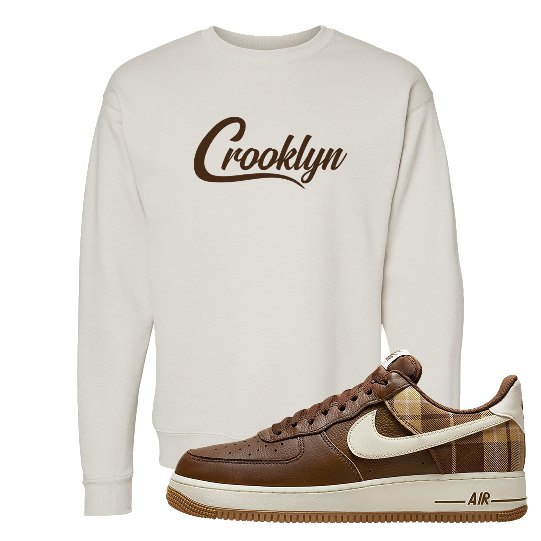 Cacao Colored Plaid AF 1s Crewneck Sweatshirt | Crooklyn, Sand