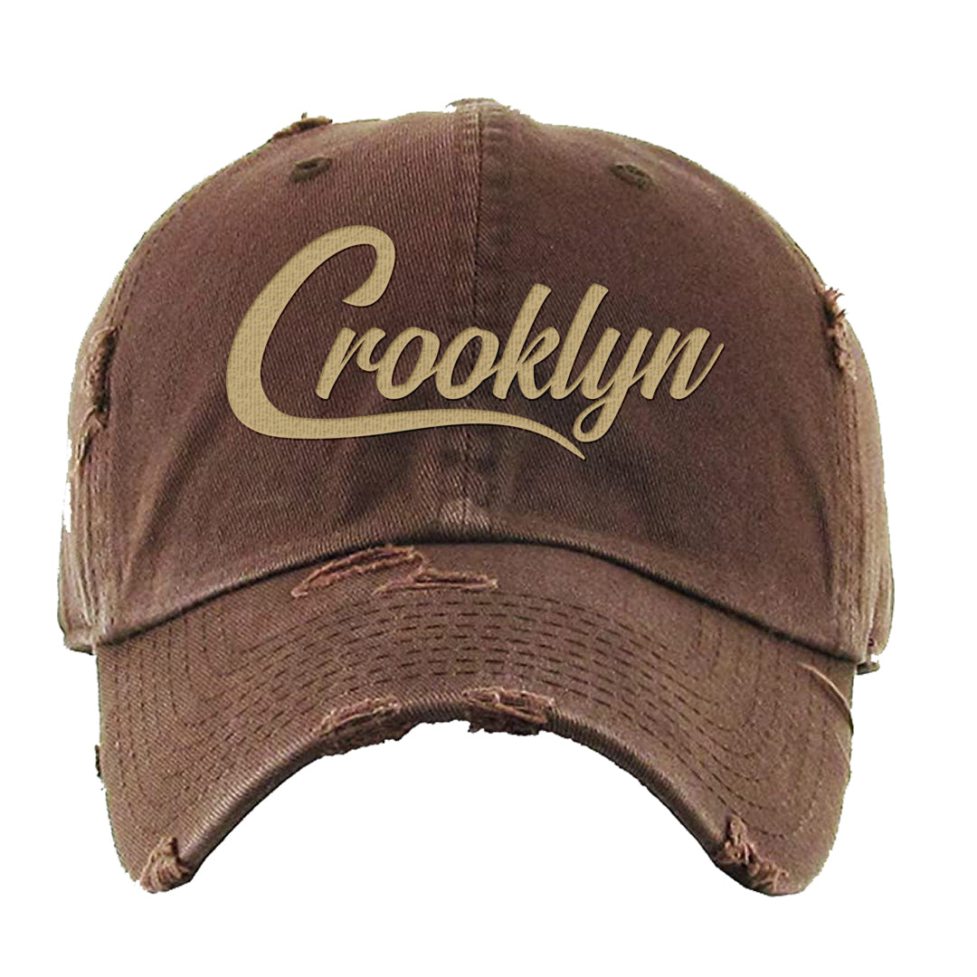 Cacao Colored Plaid AF 1s Distressed Dad Hat | Crooklyn, Brown