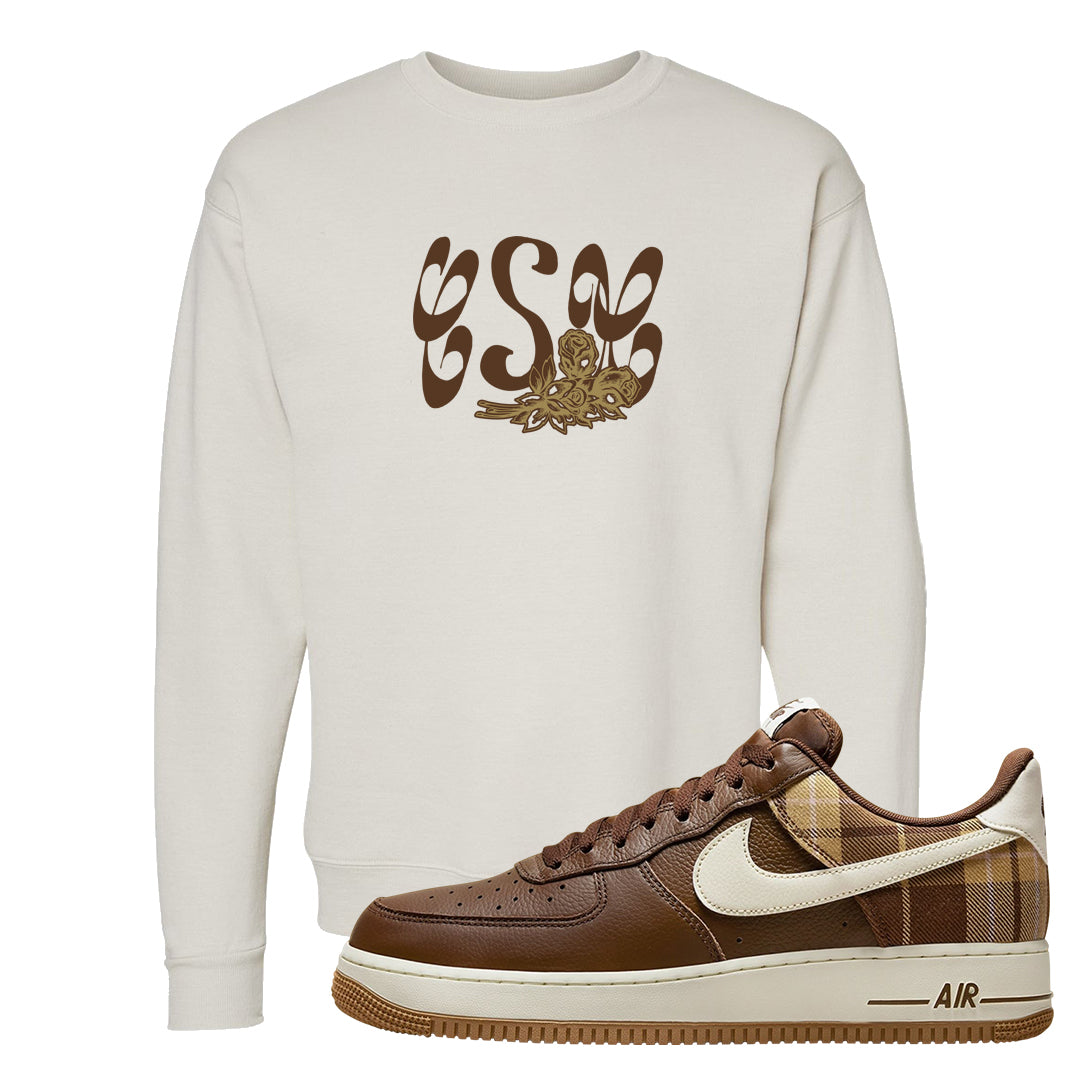 Cacao Colored Plaid AF 1s Crewneck Sweatshirt | Certified Sneakerhead, Sand