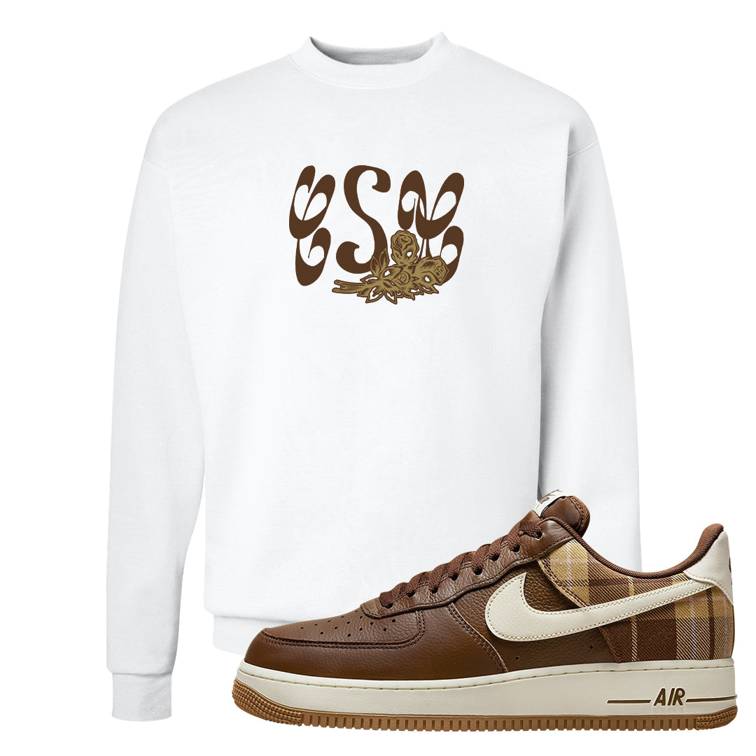 Cacao Colored Plaid AF 1s Crewneck Sweatshirt | Certified Sneakerhead, White