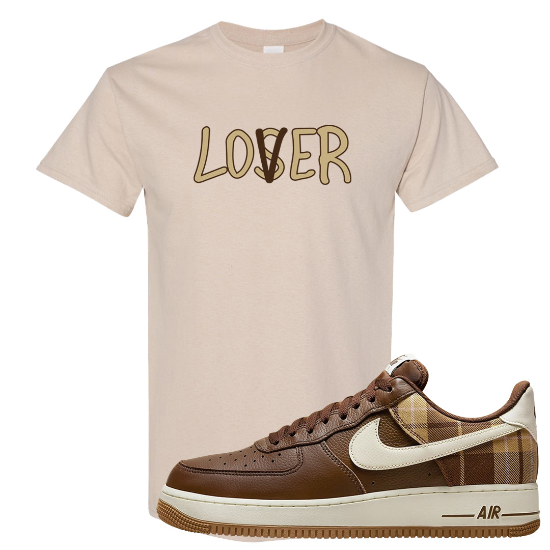 Cacao Colored Plaid AF 1s T Shirt | Lover, Sand