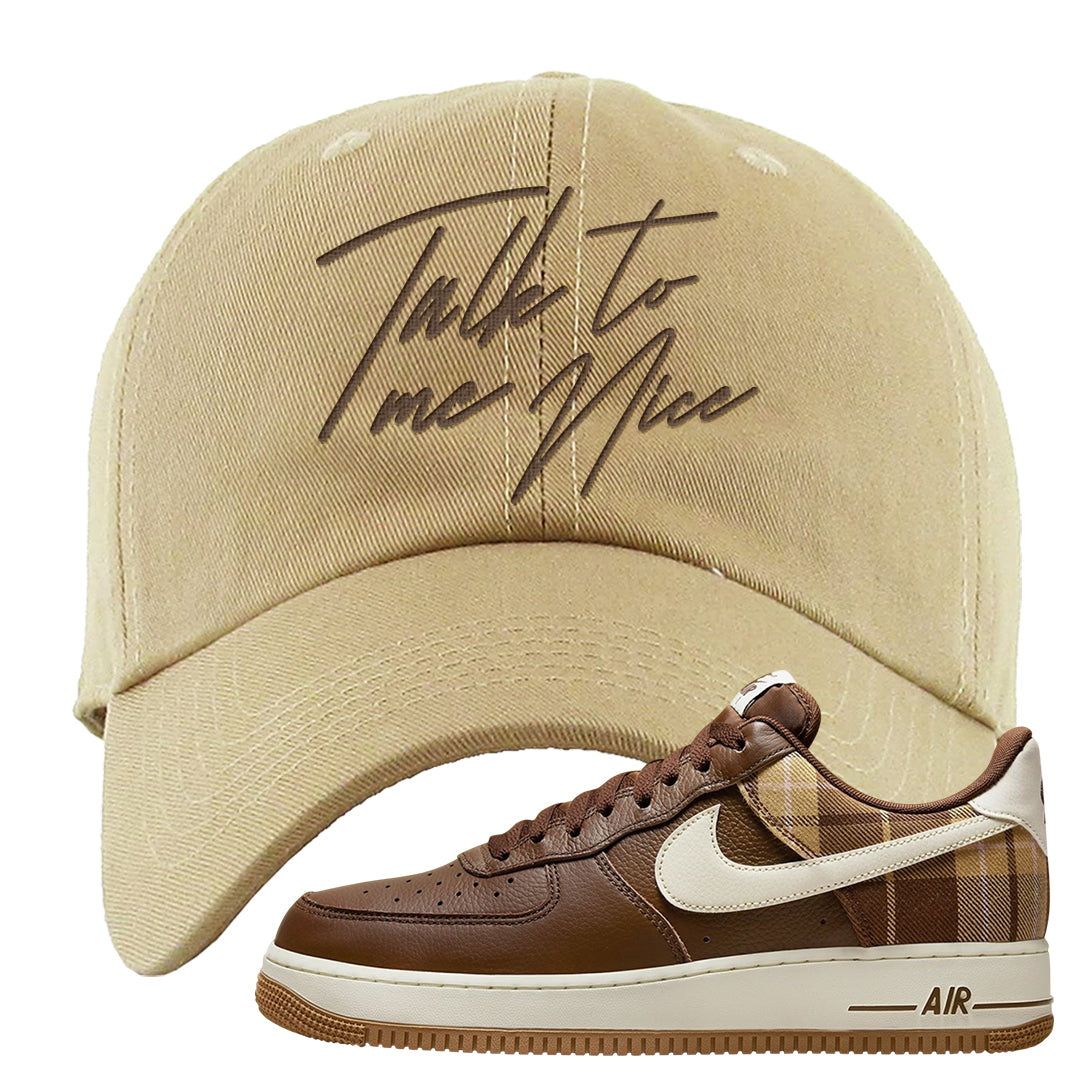 Cacao Colored Plaid AF 1s Dad Hat | Talk To Me Nice, Khaki