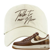 Cacao Colored Plaid AF 1s Dad Hat | Talk To Me Nice, White
