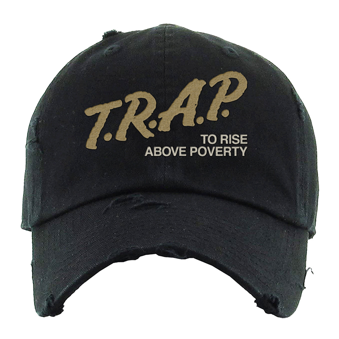 Cacao Colored Plaid AF 1s Distressed Dad Hat | Trap To Rise Above Poverty, Black