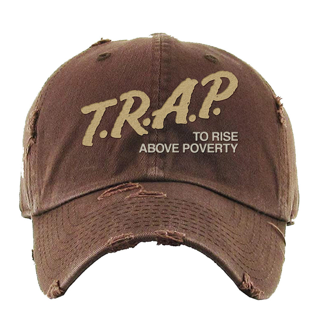 Cacao Colored Plaid AF 1s Distressed Dad Hat | Trap To Rise Above Poverty, Brown