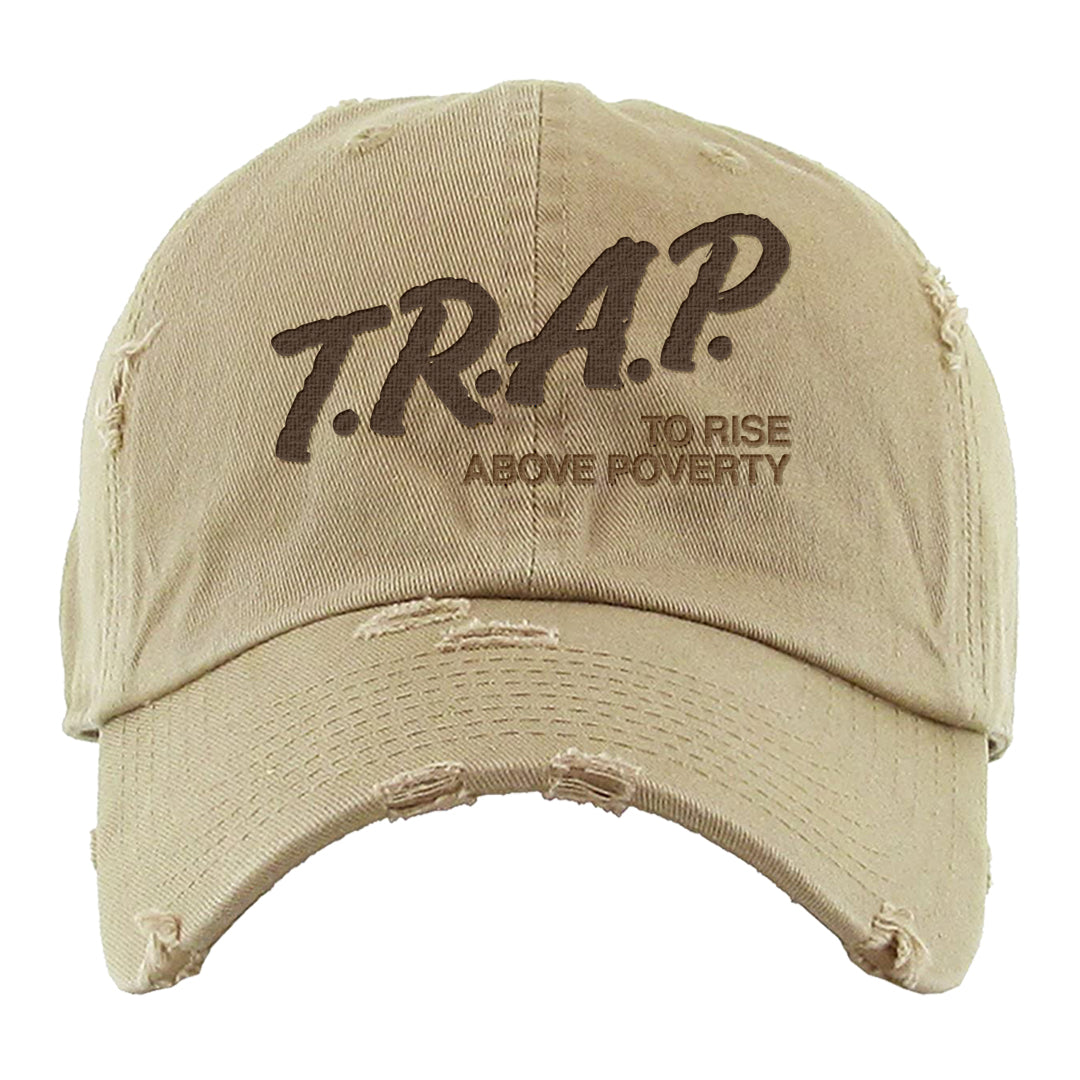 Cacao Colored Plaid AF 1s Distressed Dad Hat | Trap To Rise Above Poverty, Khaki