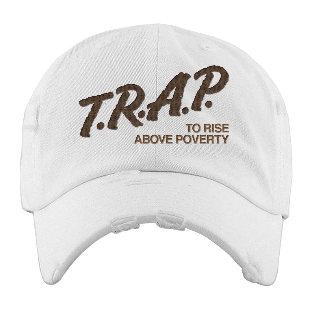 Cacao Colored Plaid AF 1s Distressed Dad Hat | Trap To Rise Above Poverty, White
