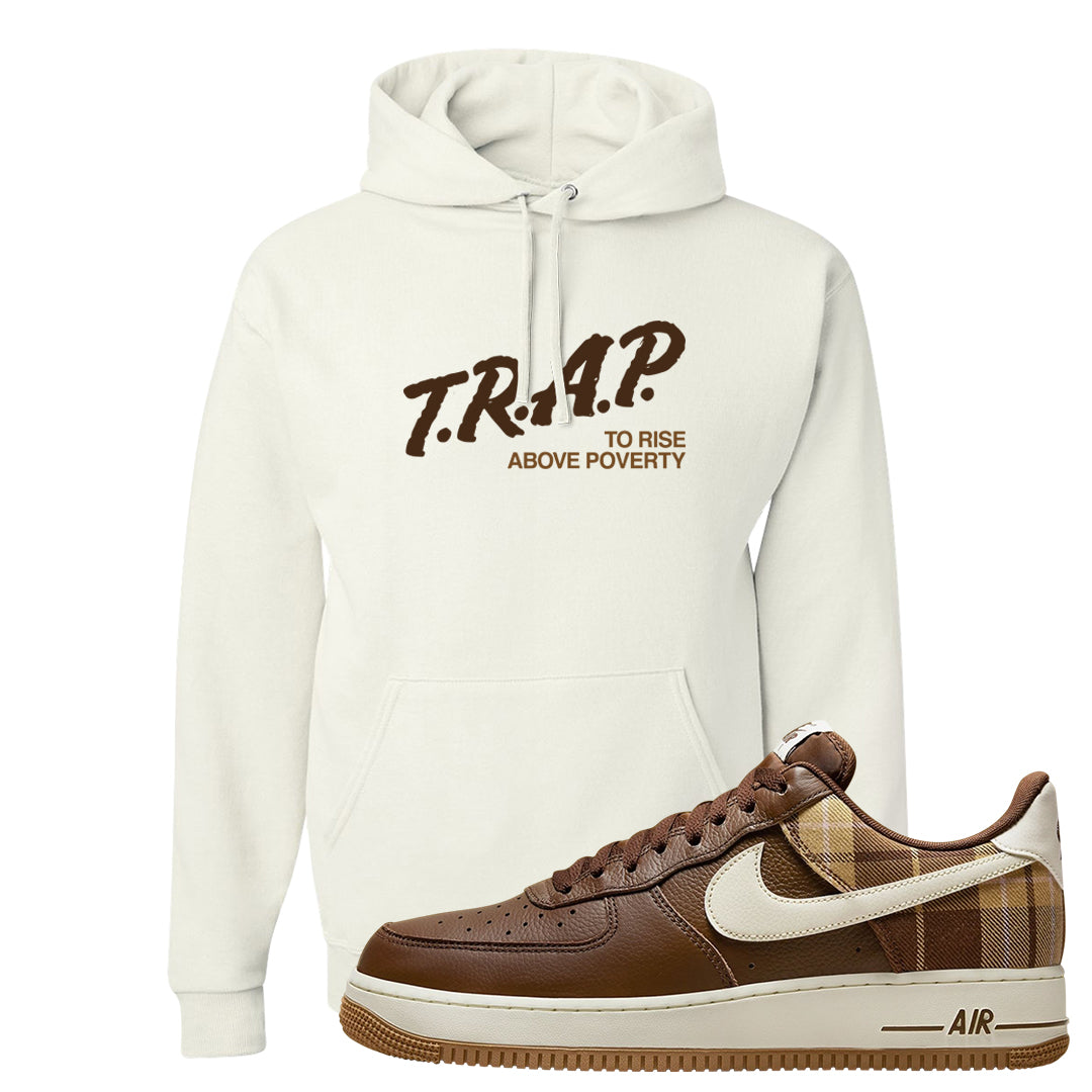 Cacao Colored Plaid AF 1s Hoodie | Trap To Rise Above Poverty, White