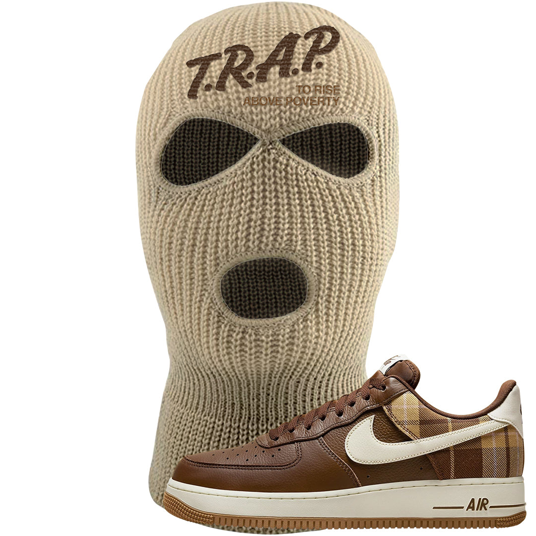 Cacao Colored Plaid AF 1s Ski Mask | Trap To Rise Above Poverty, Khaki