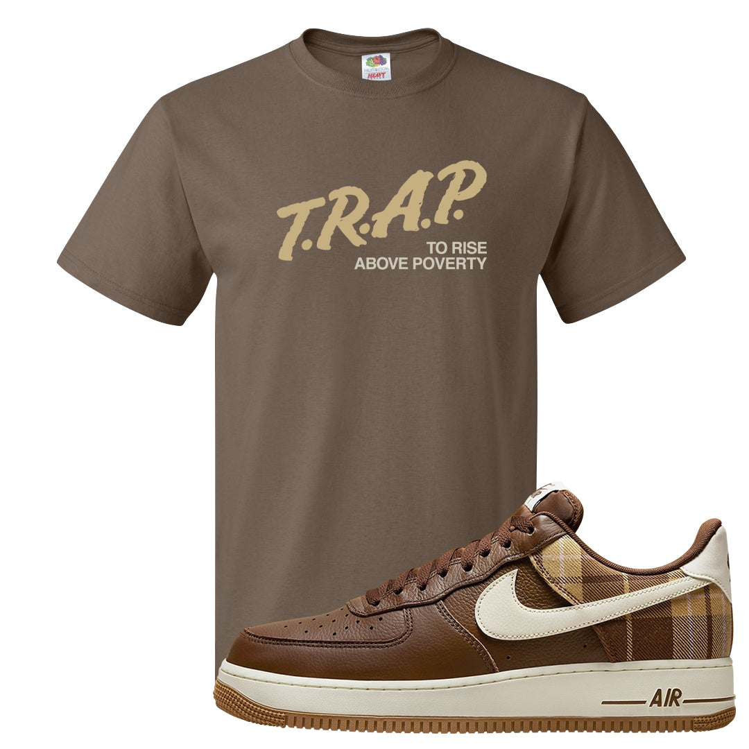 Cacao Colored Plaid AF 1s T Shirt | Trap To Rise Above Poverty, Chocolate