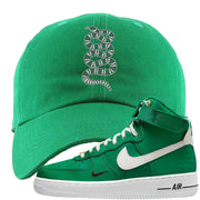Malachite High AF 1s 1s Dad Hat | Coiled Snake, Kelly Green