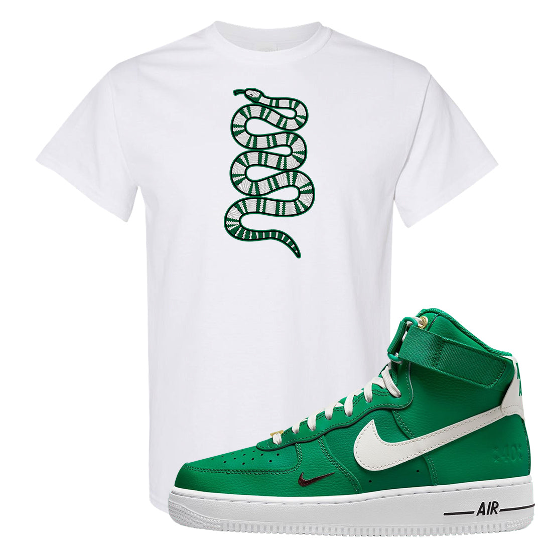 Malachite High AF 1s 1s T Shirt | Coiled Snake, White