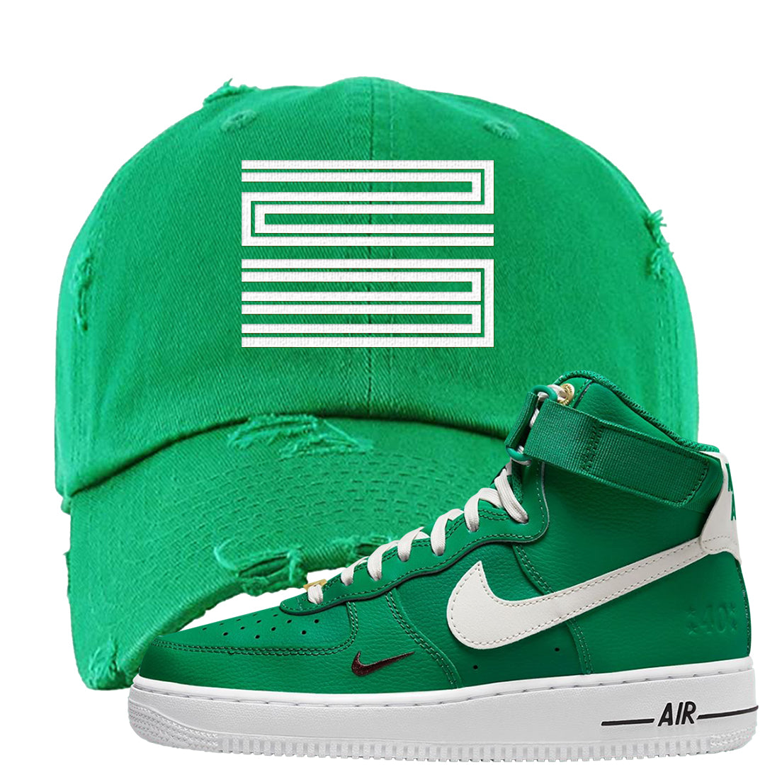 Malachite High AF 1s 1s Distressed Dad Hat | Double Line 23, Kelly Green