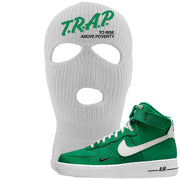 Malachite High AF 1s 1s Ski Mask | Trap To Rise Above Poverty, White