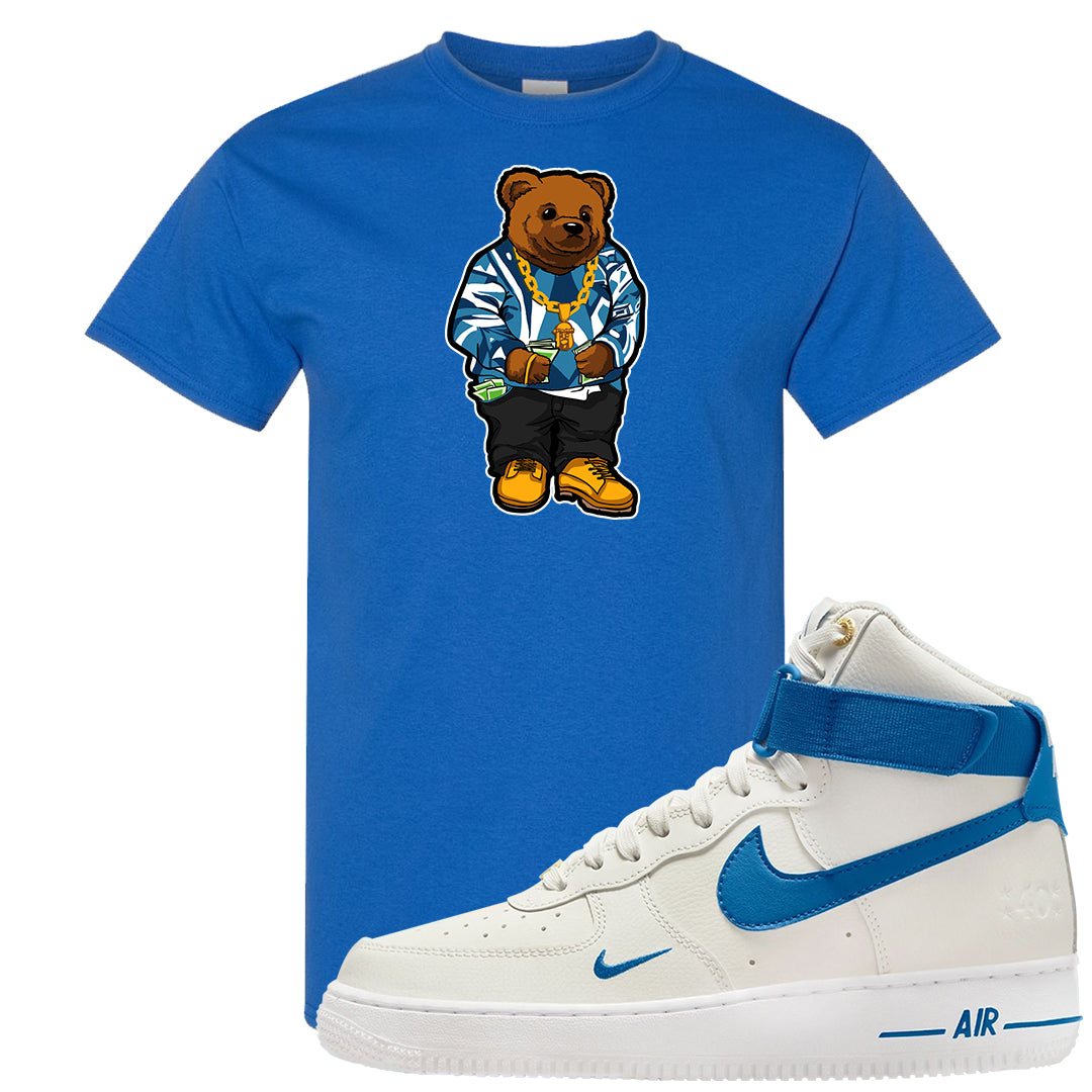 White Blue Jay High AF 1s T Shirt | Sweater Bear, Royal Blue