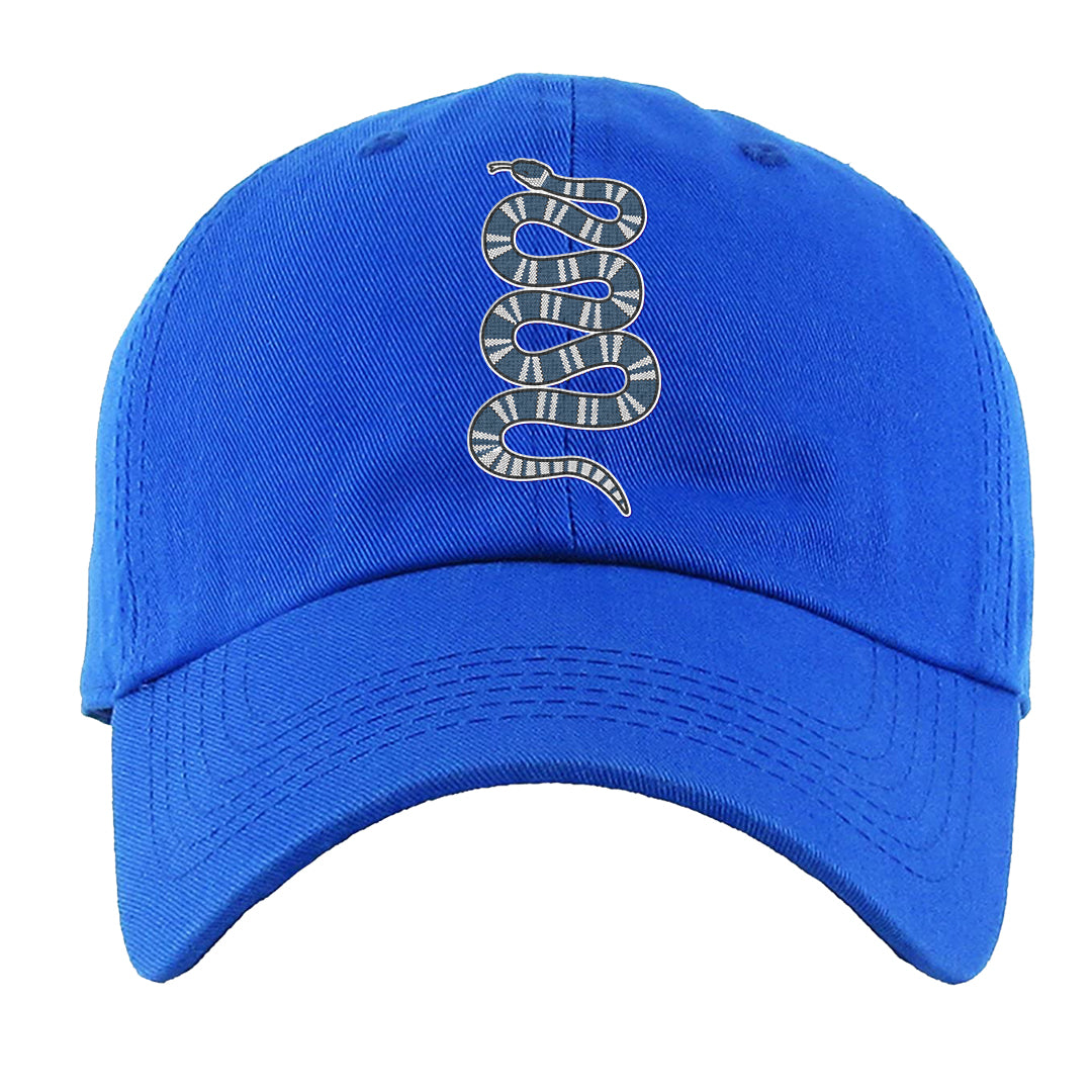 White Blue Jay High AF 1s Dad Hat | Coiled Snake, Royal Blue