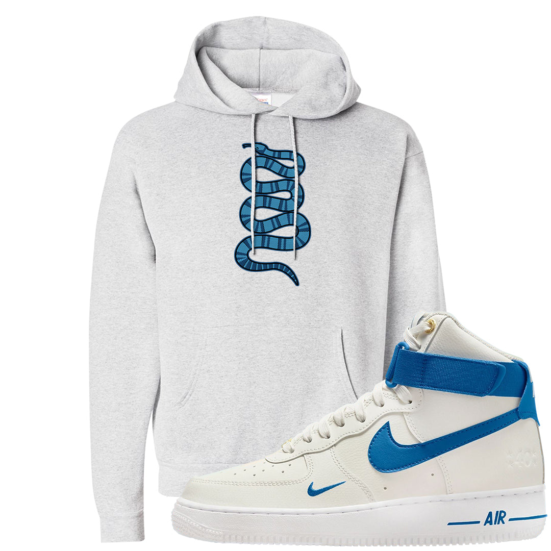 White Blue Jay High AF 1s Hoodie | Coiled Snake, Ash