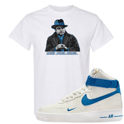 White Blue Jay High AF 1s T Shirt | Capone Illustration, White
