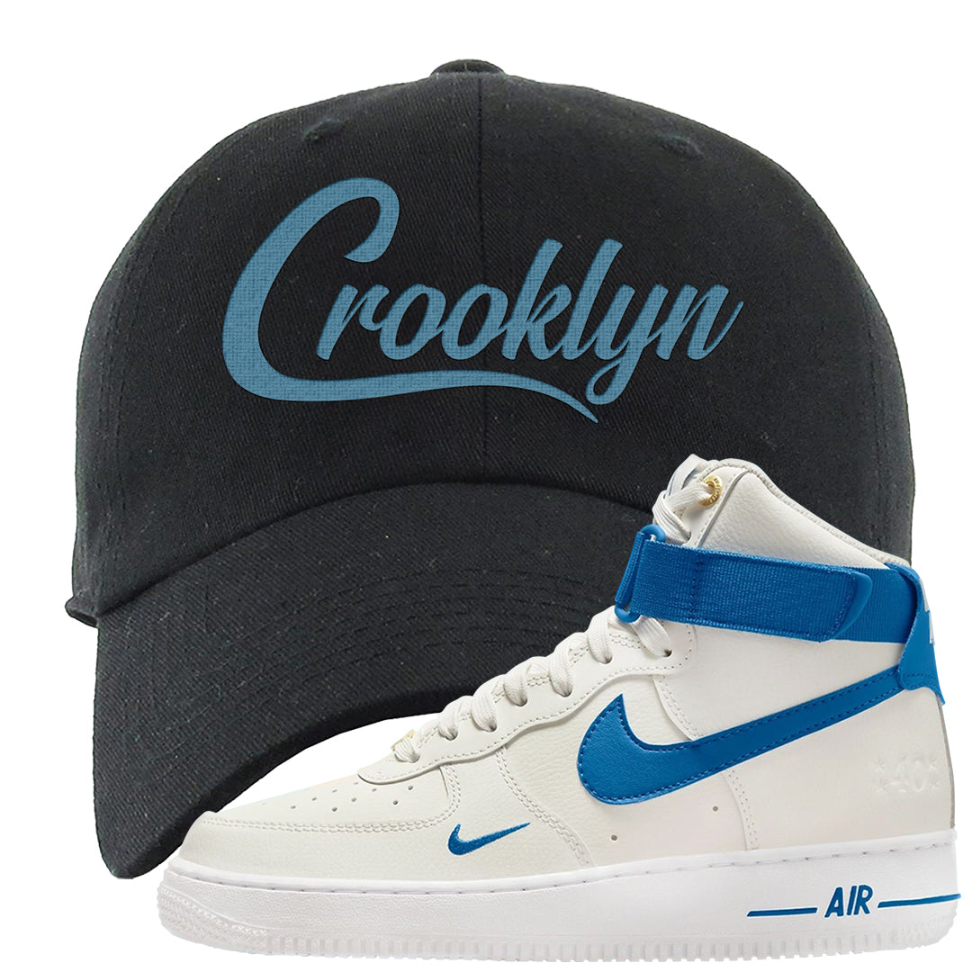White Blue Jay High AF 1s Dad Hat | Crooklyn, Black
