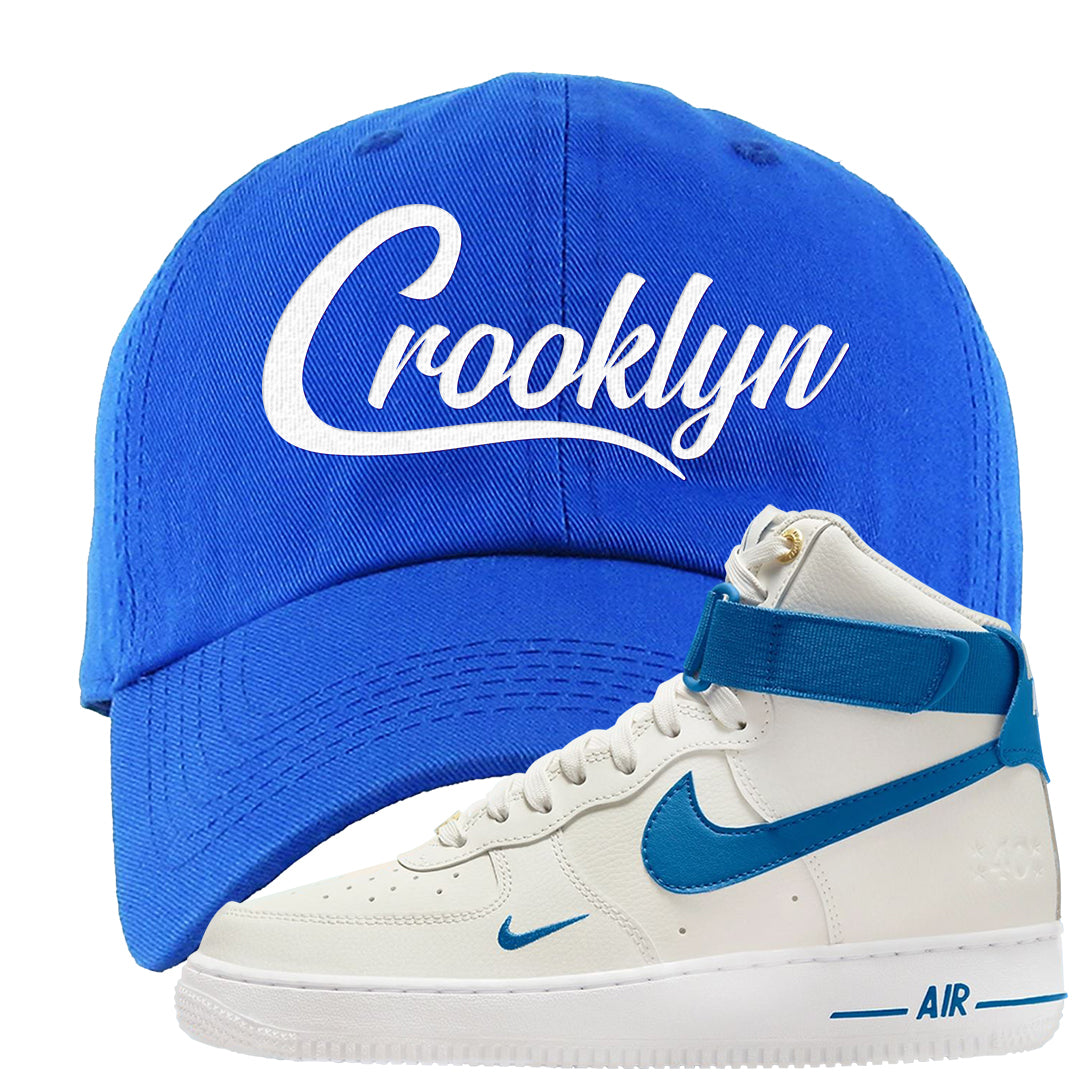 White Blue Jay High AF 1s Dad Hat | Crooklyn, Royal Blue