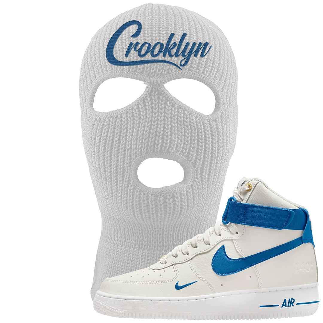 White Blue Jay High AF 1s Ski Mask | Crooklyn, White