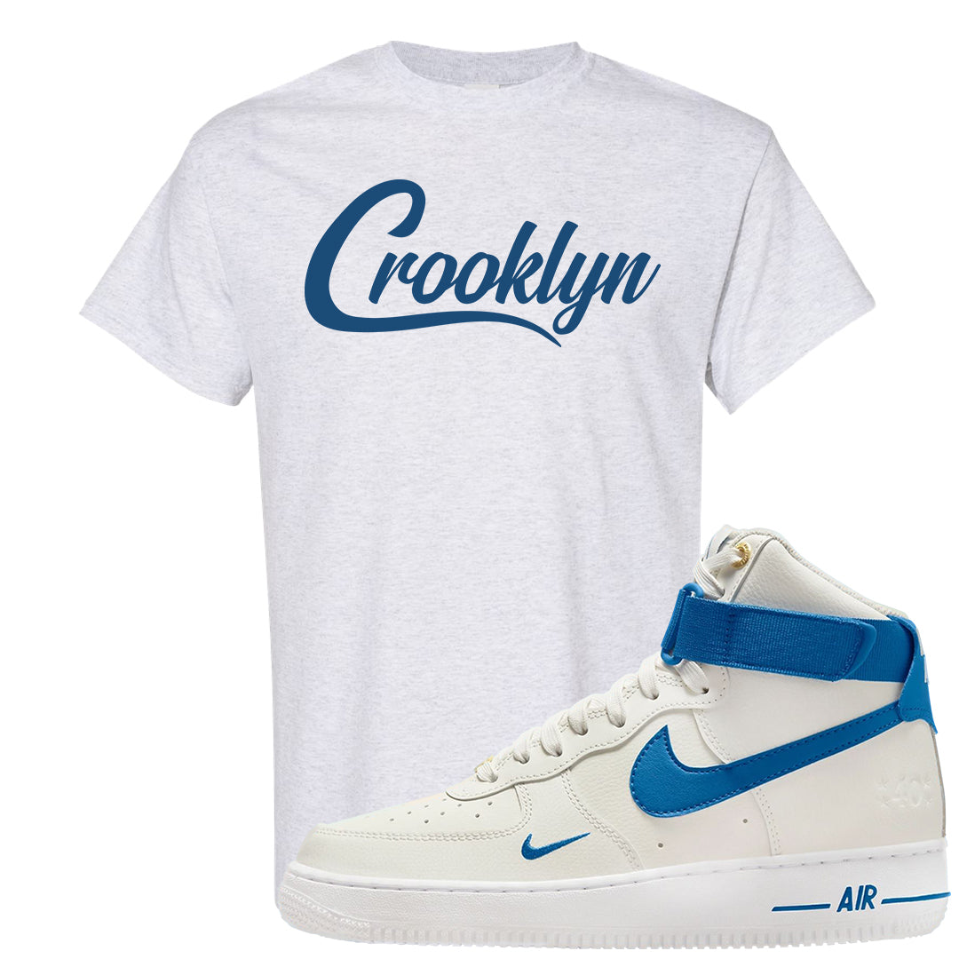 White Blue Jay High AF 1s T Shirt | Crooklyn, Ash