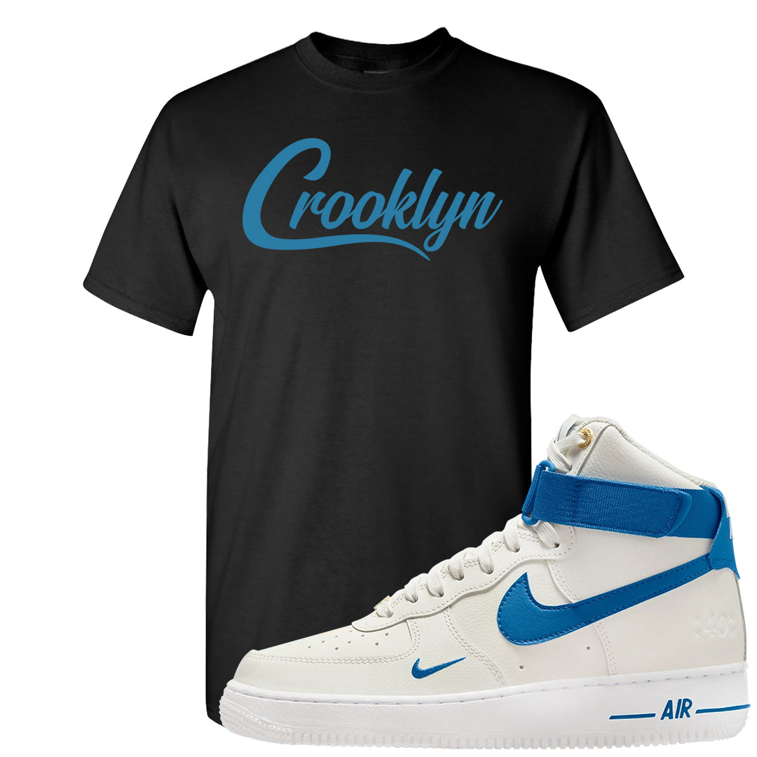 White Blue Jay High AF 1s T Shirt | Crooklyn, Black