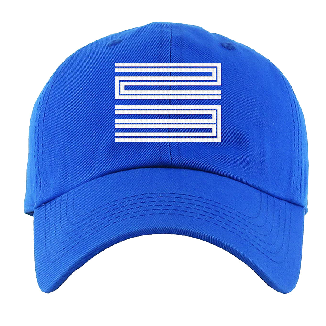 White Blue Jay High AF 1s Dad Hat | Double Line 23, Royal Blue