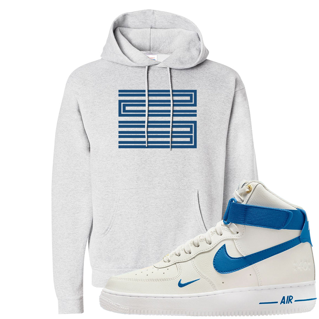 White Blue Jay High AF 1s Hoodie | Double Line 23, Ash