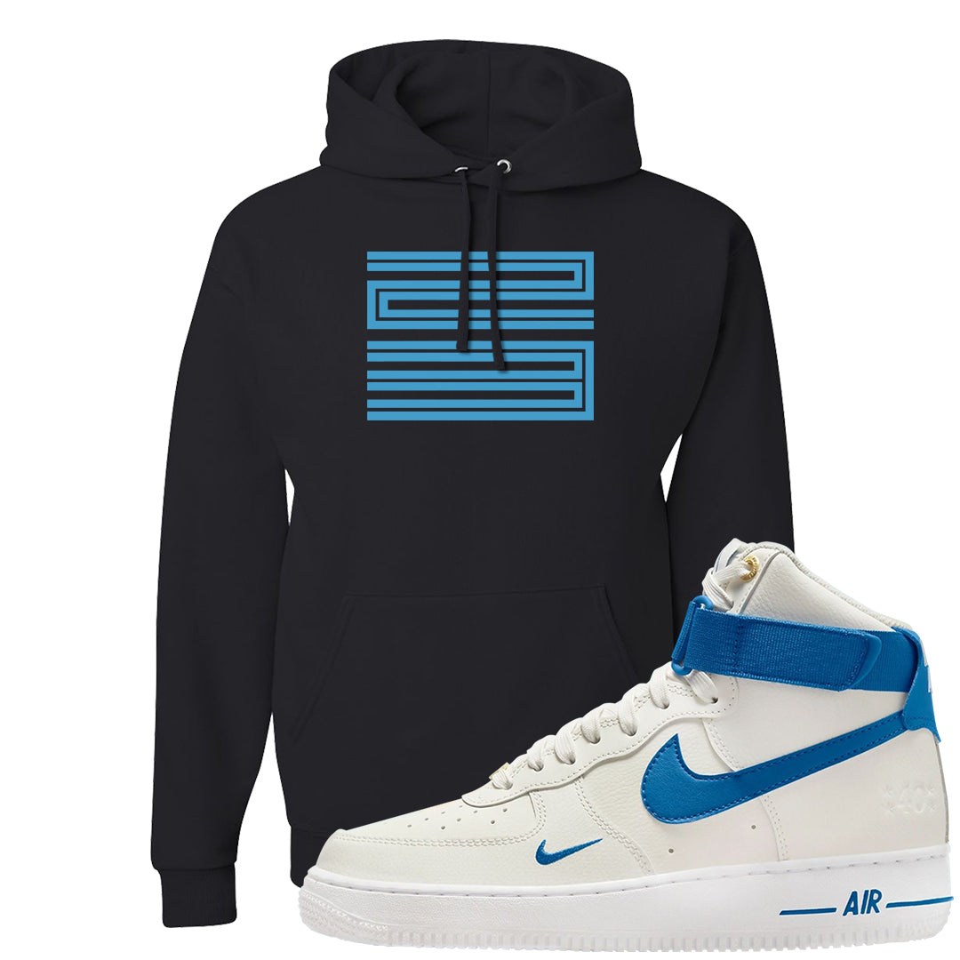 White Blue Jay High AF 1s Hoodie | Double Line 23, Black