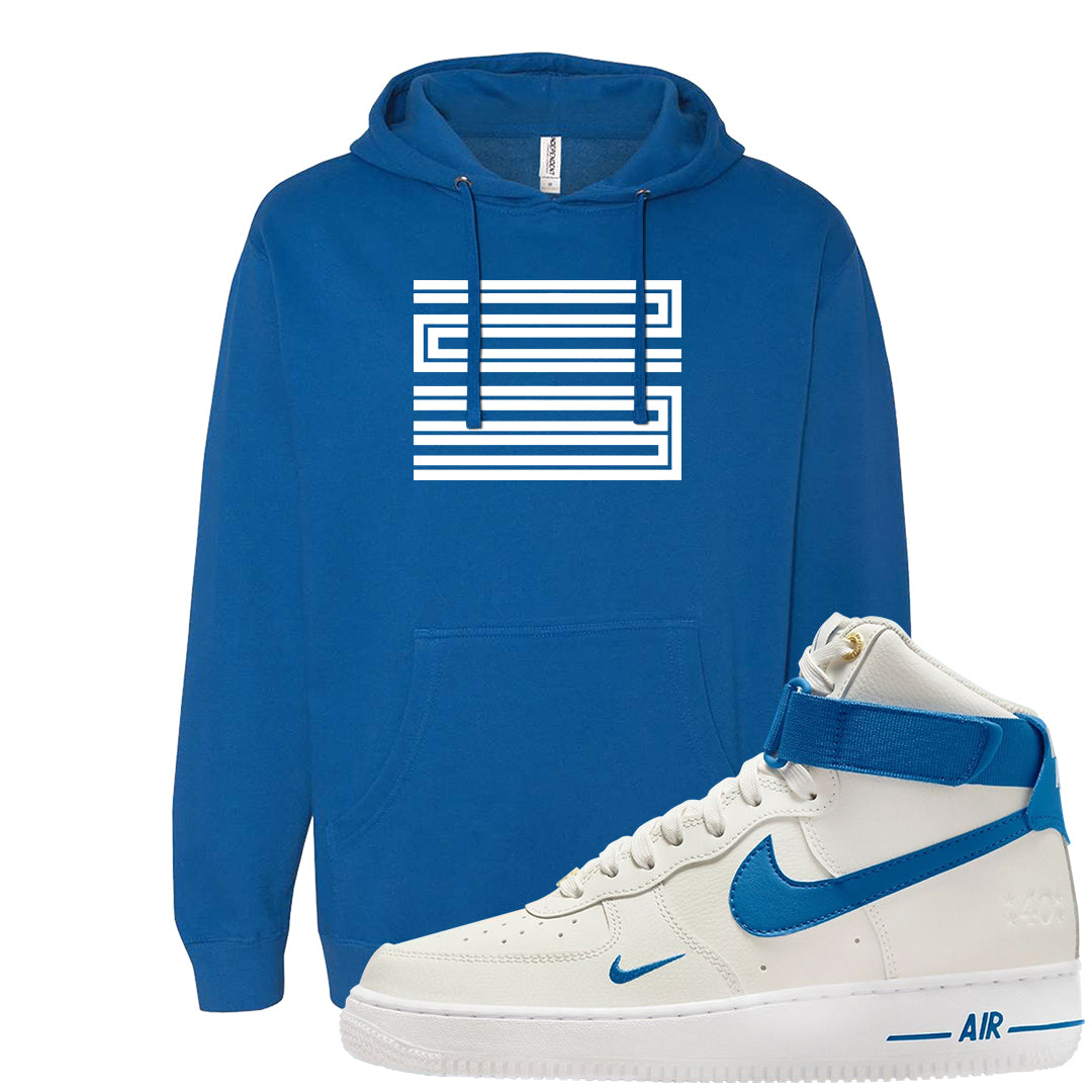 White Blue Jay High AF 1s Hoodie | Double Line 23, Royal Blue