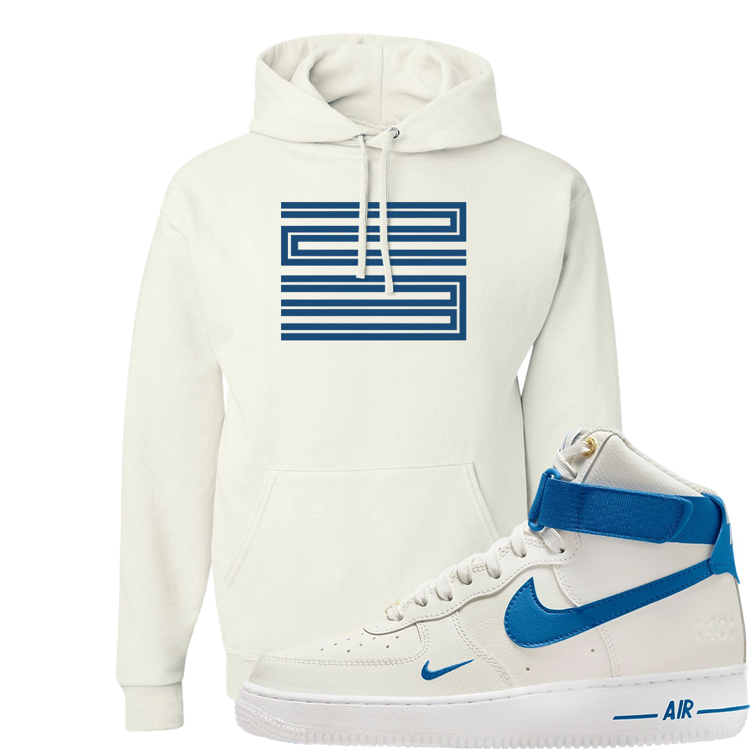 White Blue Jay High AF 1s Hoodie | Double Line 23, White