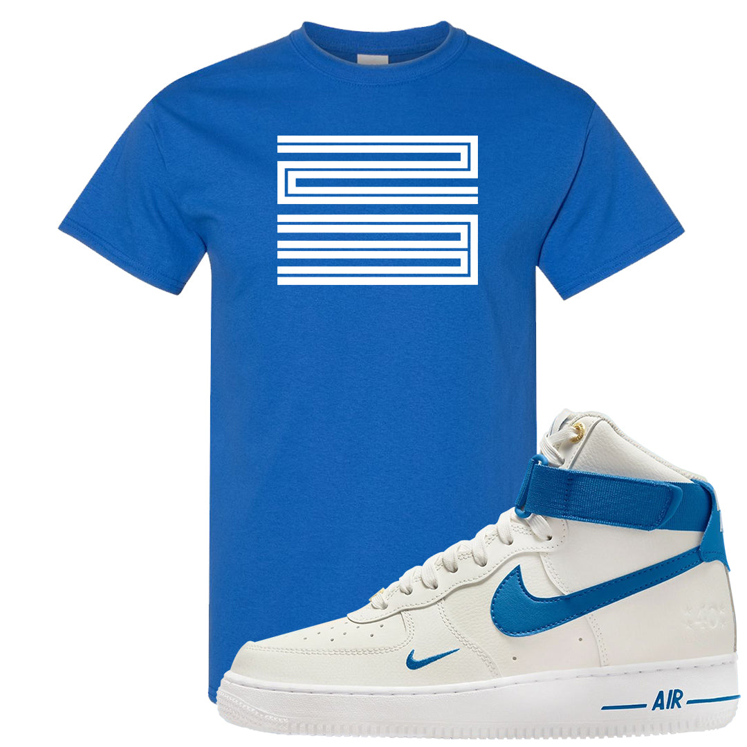 White Blue Jay High AF 1s T Shirt | Double Line 23, Royal Blue