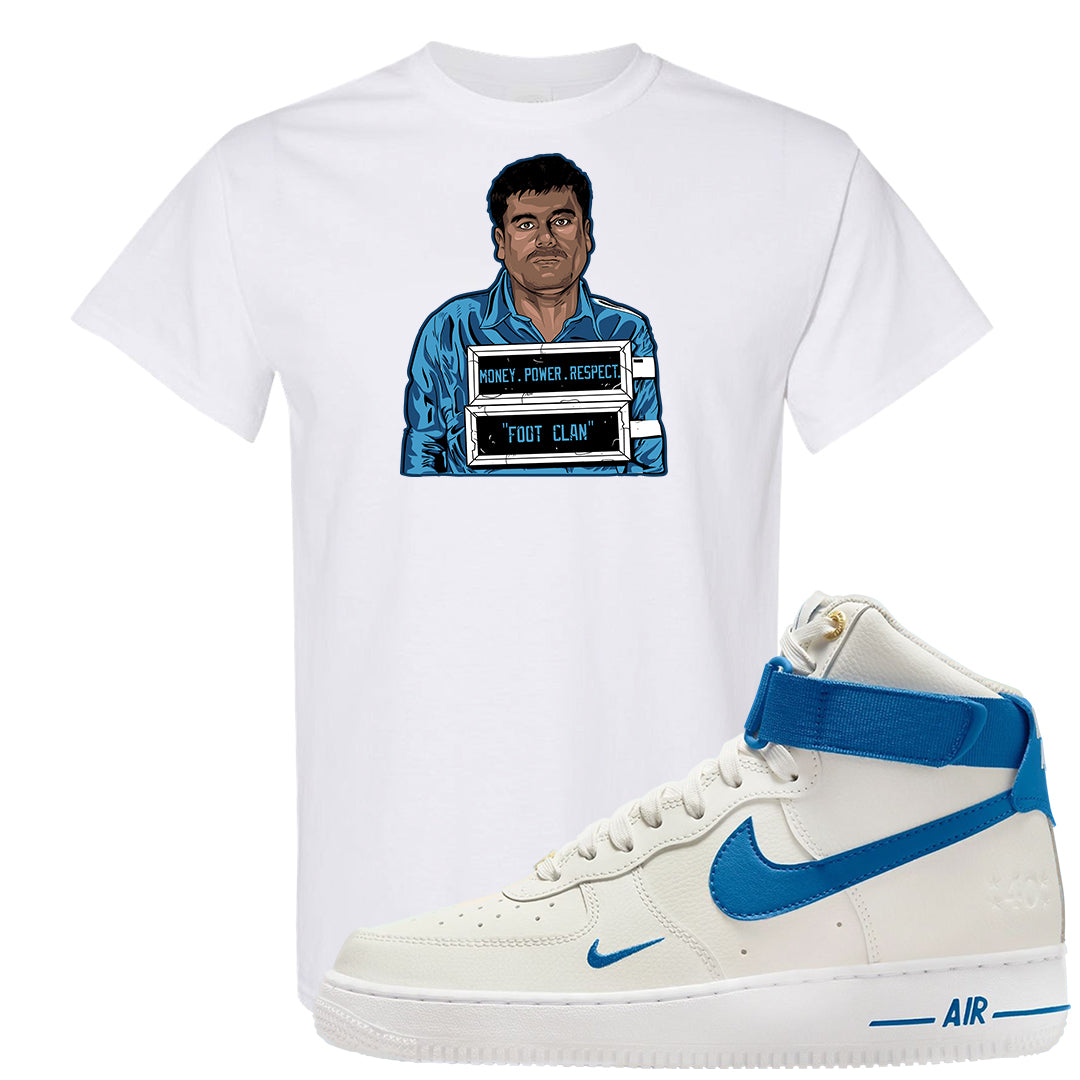 White Blue Jay High AF 1s T Shirt | El Chapo Illustration, White