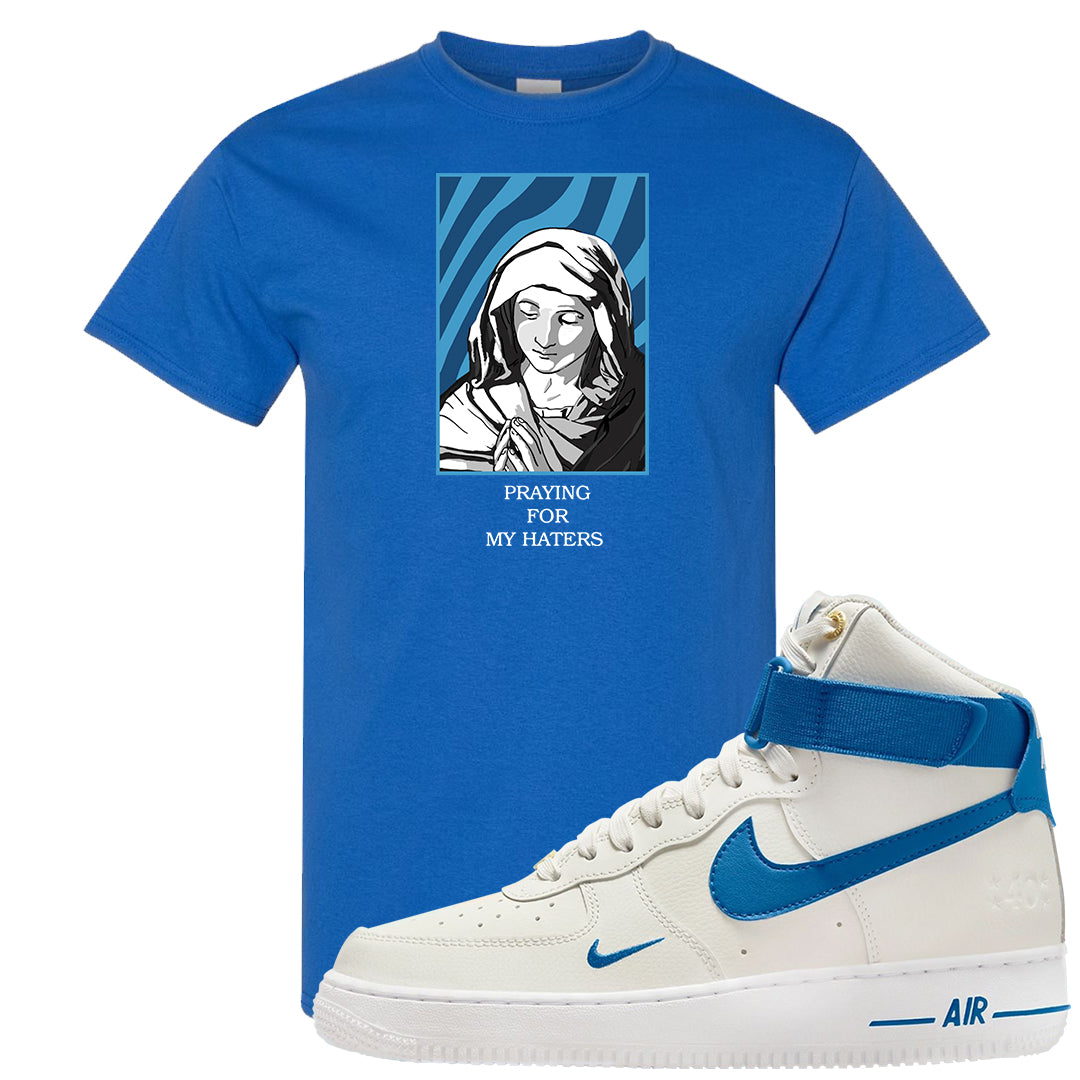 White Blue Jay High AF 1s T Shirt | God Told Me, Royal Blue