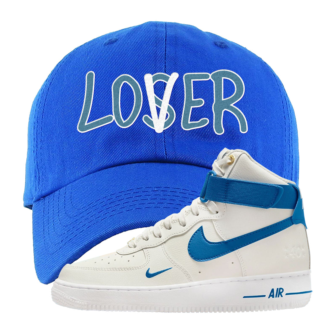 White Blue Jay High AF 1s Dad Hat | Lover, Royal Blue
