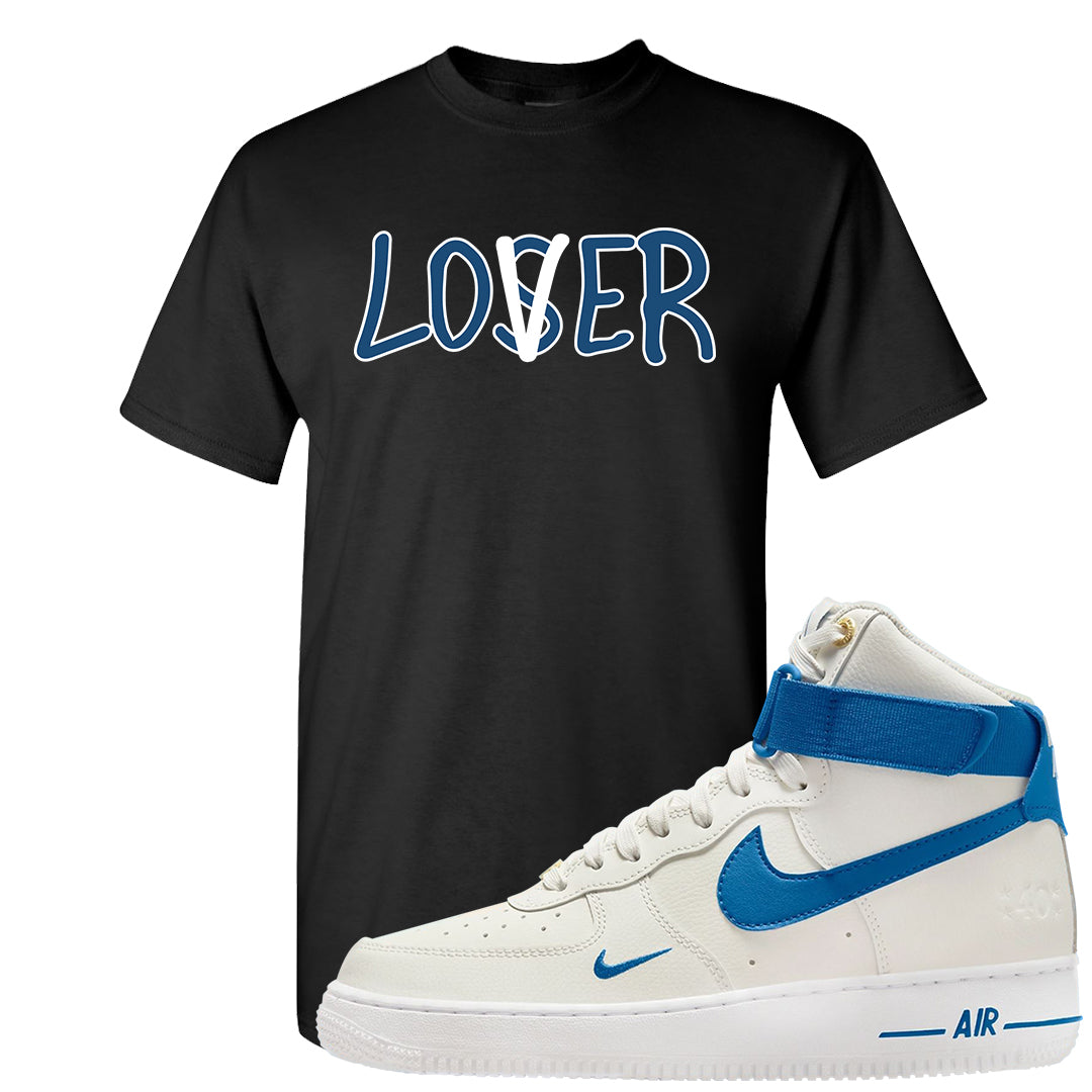 White Blue Jay High AF 1s T Shirt | Lover, Black