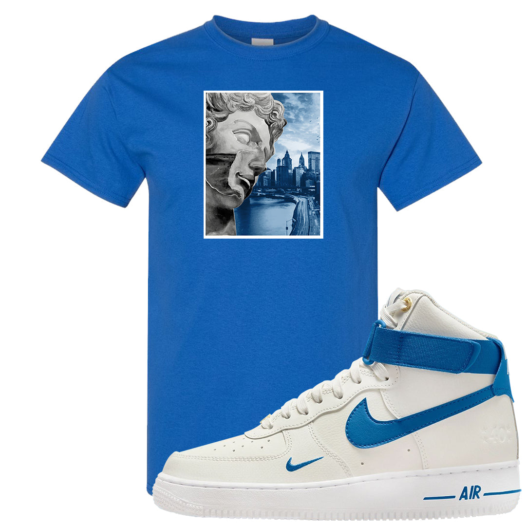 White Blue Jay High AF 1s T Shirt | Miguel, Royal Blue