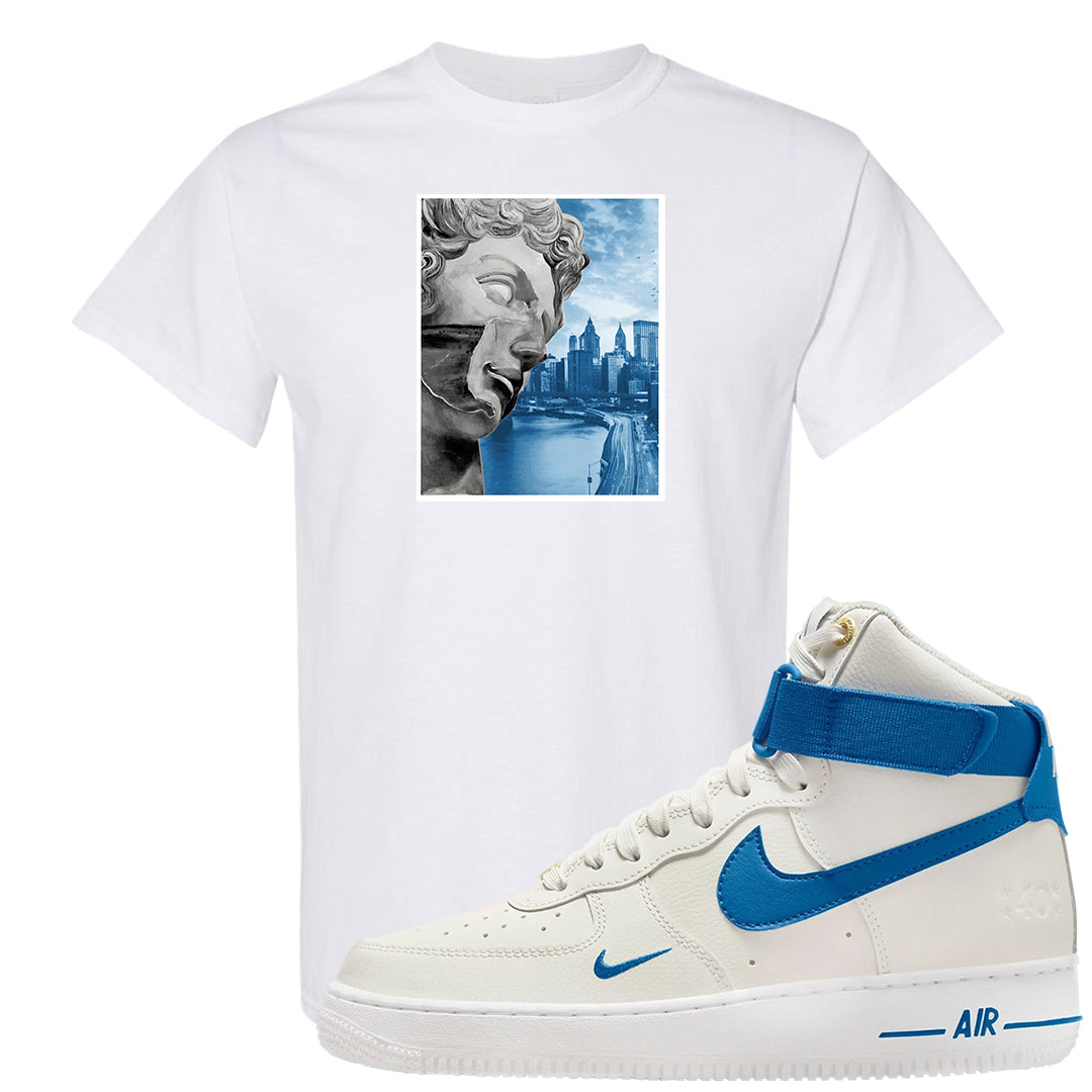 White Blue Jay High AF 1s T Shirt | Miguel, White