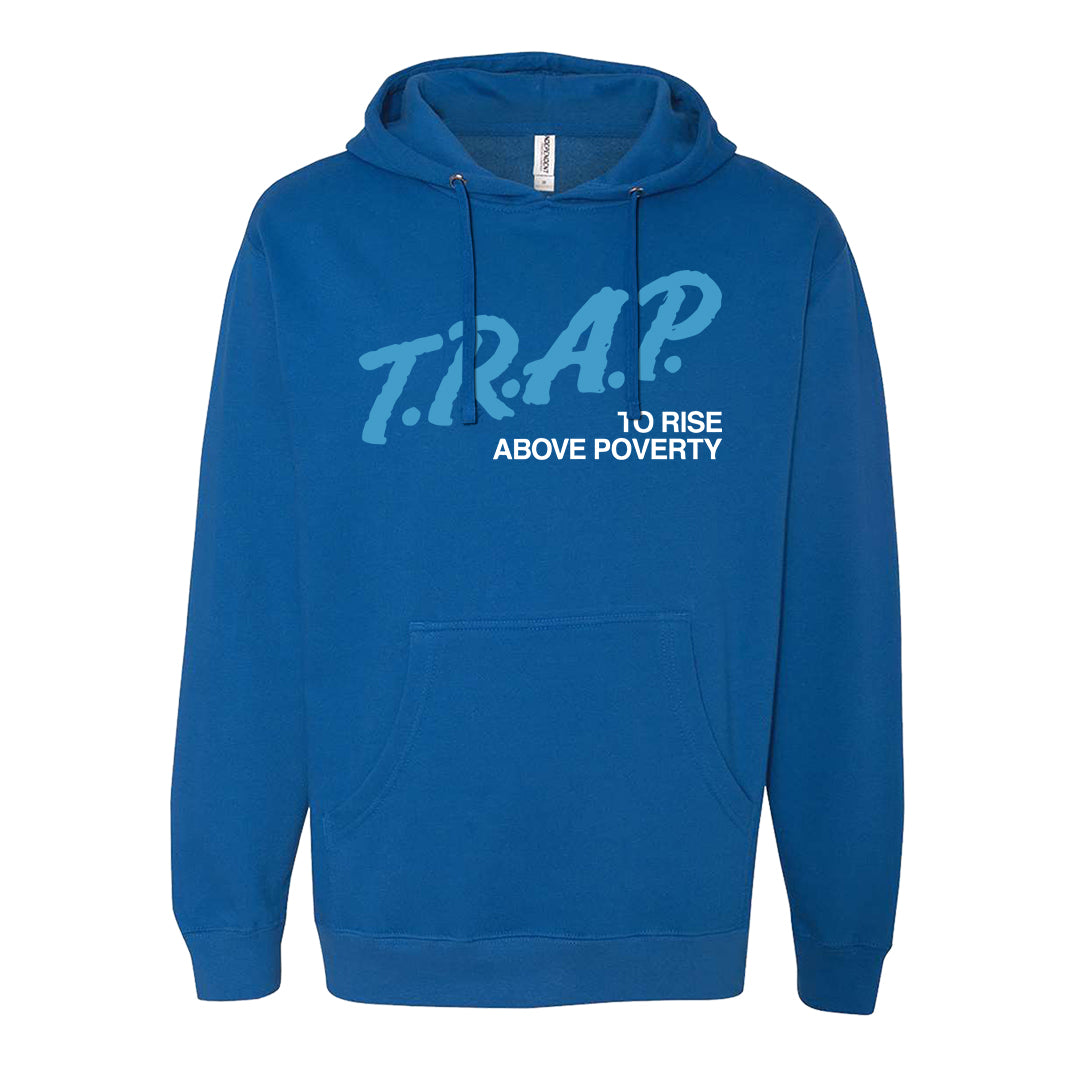 White Blue Jay High AF 1s Hoodie | Trap To Rise Above Poverty, Royal Blue