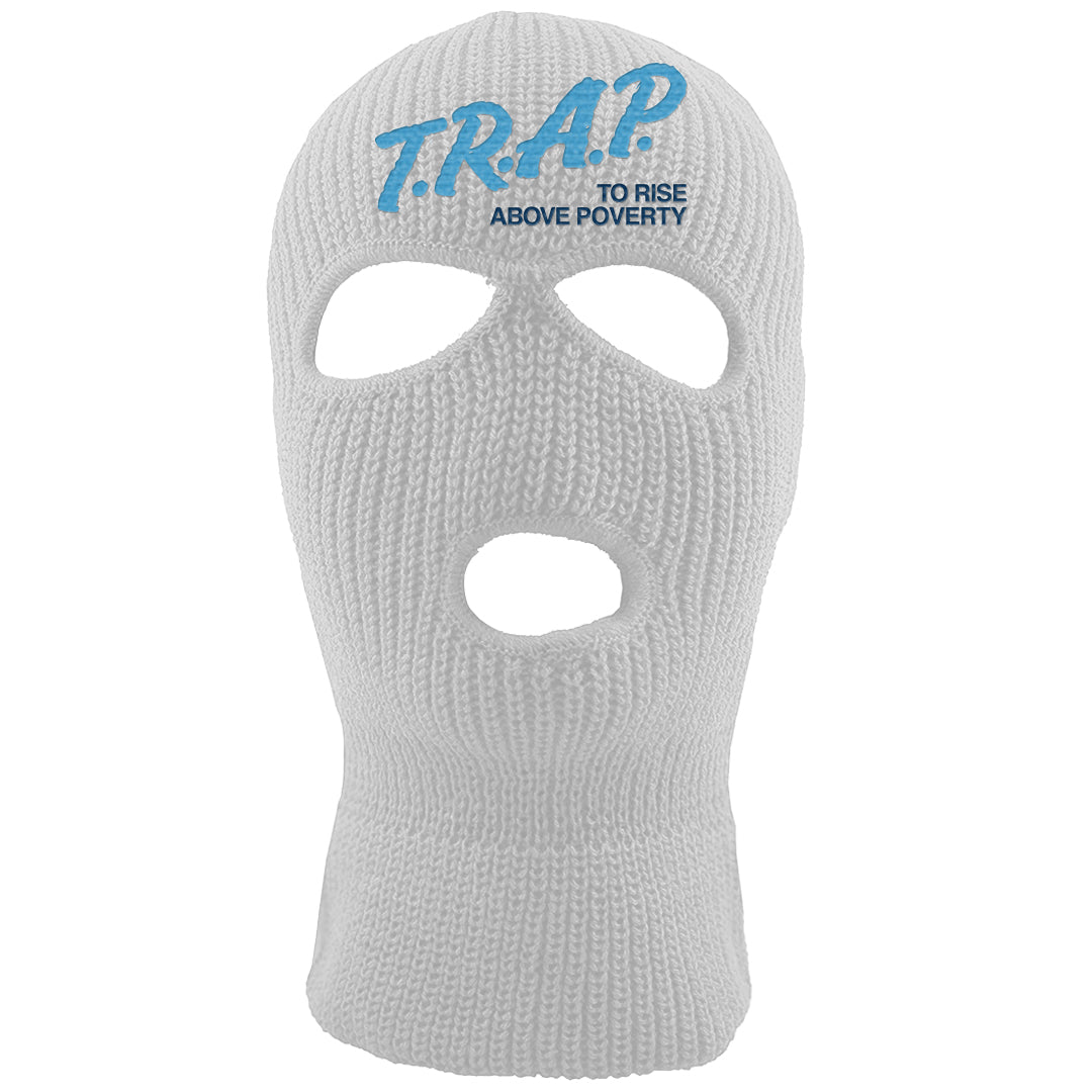 White Blue Jay High AF 1s Ski Mask | Trap To Rise Above Poverty, White